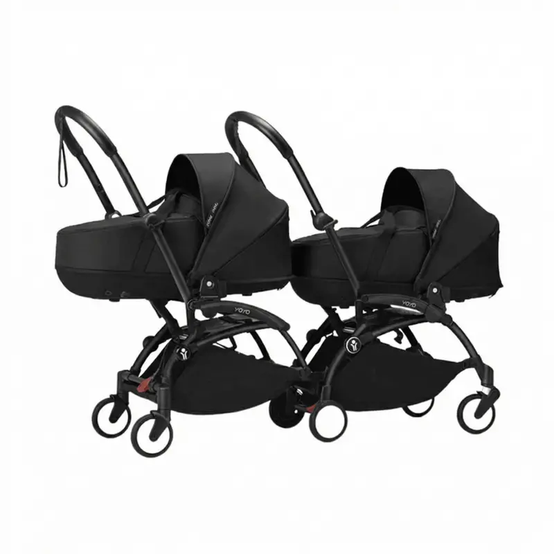 Stokke Yoyo³ Stroller For Twins 0+ Months - Black Color Pack & Black Frame 1
