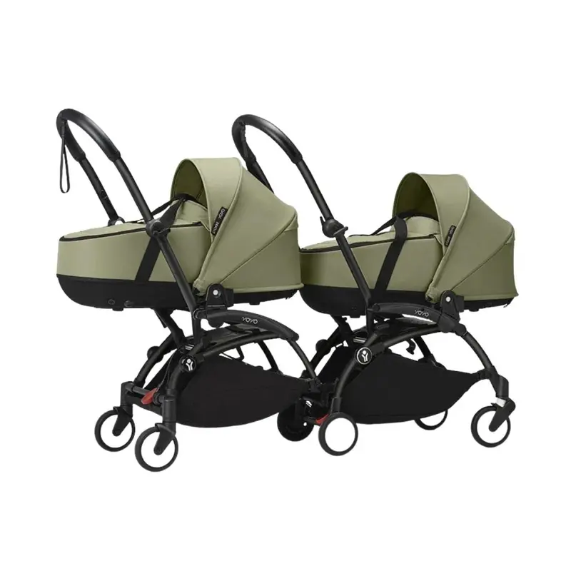 Stokke Yoyo³ Stroller For Twins 0+ Months - Olive Color Pack & Black Frame 1