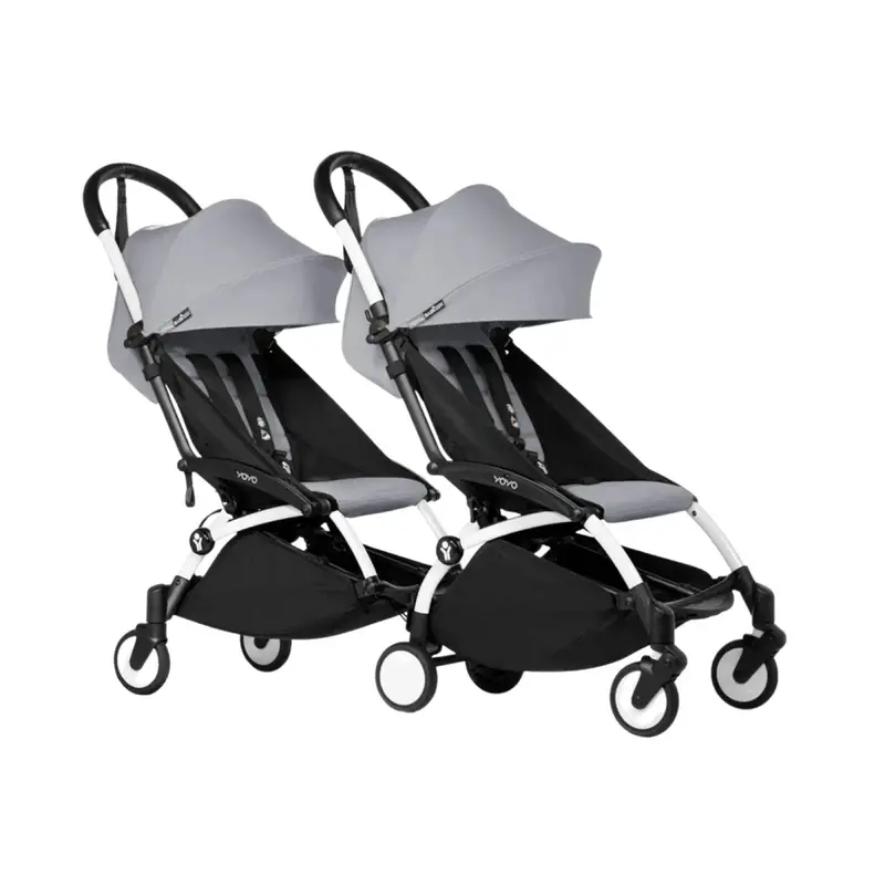 Stokke Yoyo³ Stroller For Twins  6+ Months - Stone Color Pack & White Frame 1