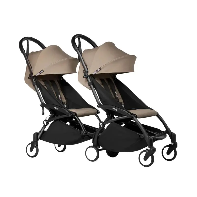 Stokke Yoyo³ Stroller For Twins 6+ Months - Taupe Color Pack & Black Frame 1