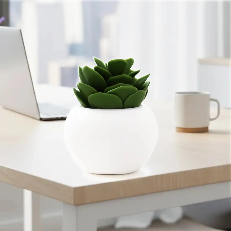 Suculenta Echeveria Artificial Con Maceta 1