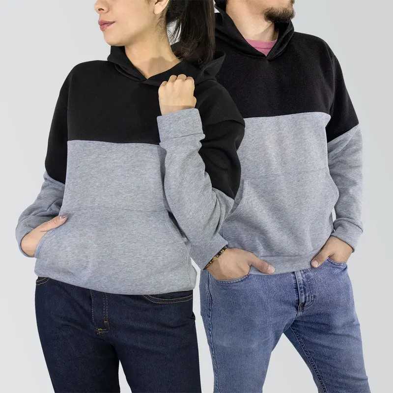Sudadera Afelpada Unisex Con Capucha Color Gris Con Negro 1
