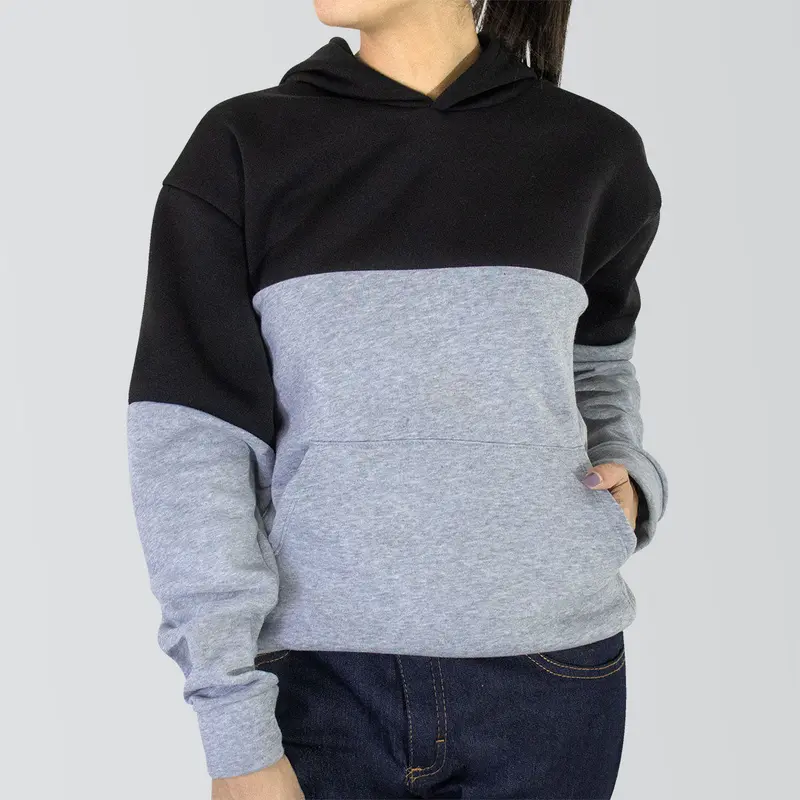 Sudadera Afelpada Unisex Con Capucha Color Gris Con Negro 2