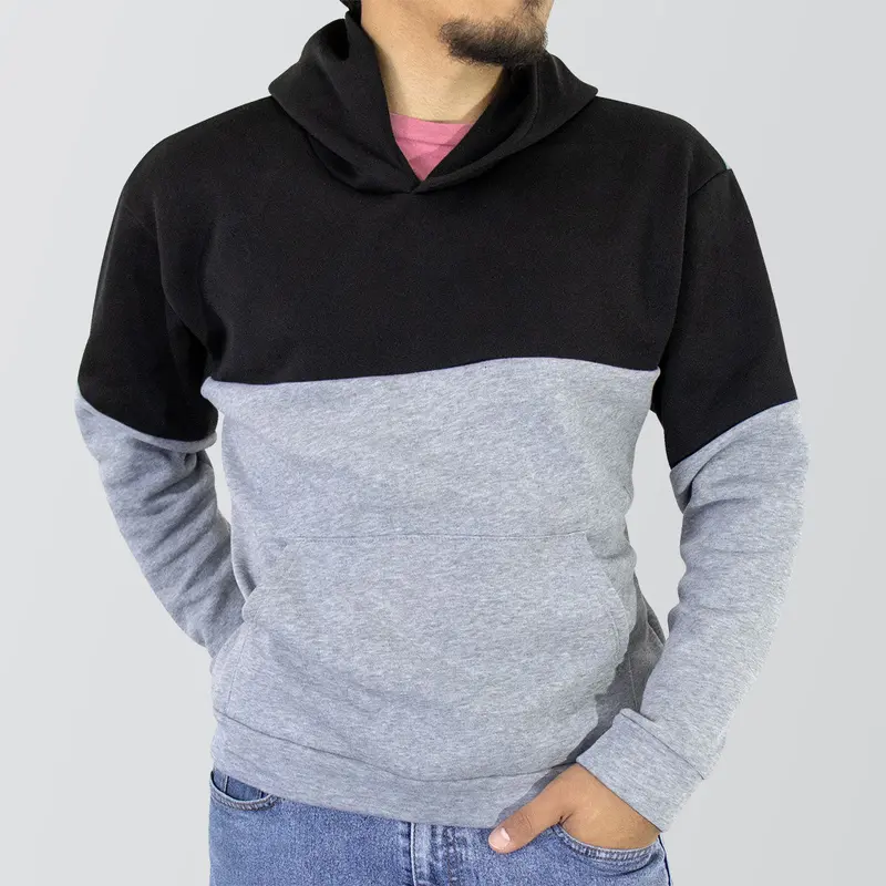 Sudadera Afelpada Unisex Con Capucha Color Gris Con Negro 3