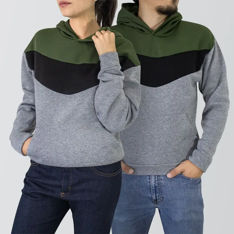 Sudadera Afelpada Unisex Con Capucha Color Gris Con Verde Y Negro 1