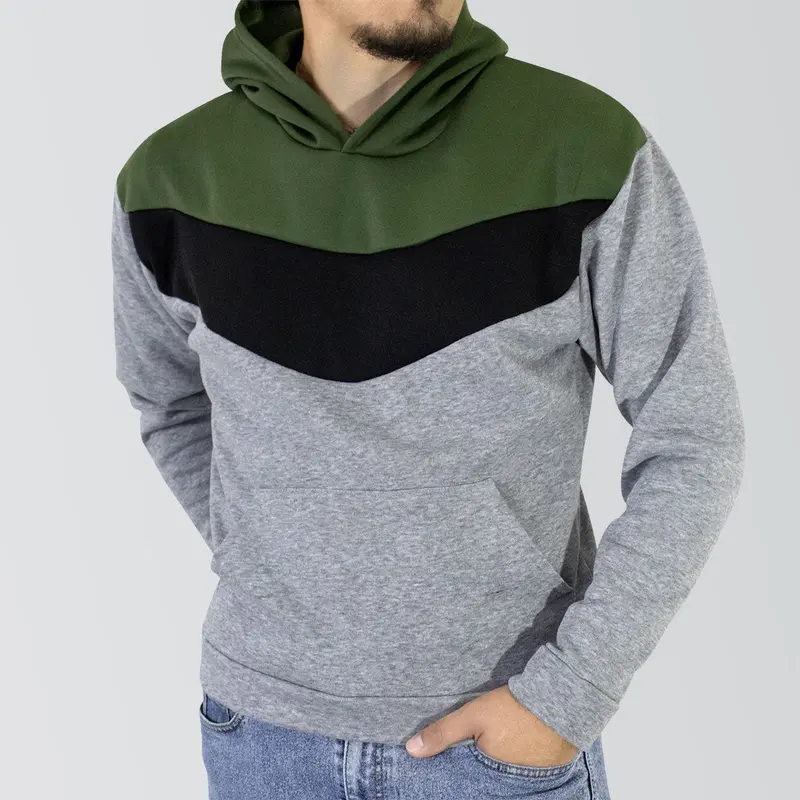 Sudadera Afelpada Unisex Con Capucha Color Gris Con Verde Y Negro 2