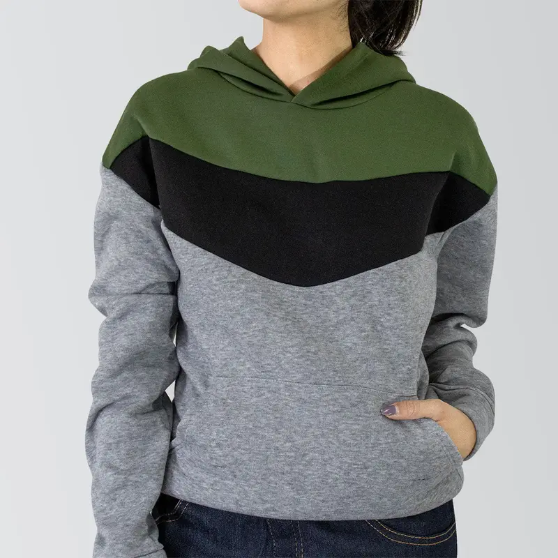 Sudadera Afelpada Unisex Con Capucha Color Gris Con Verde Y Negro 3