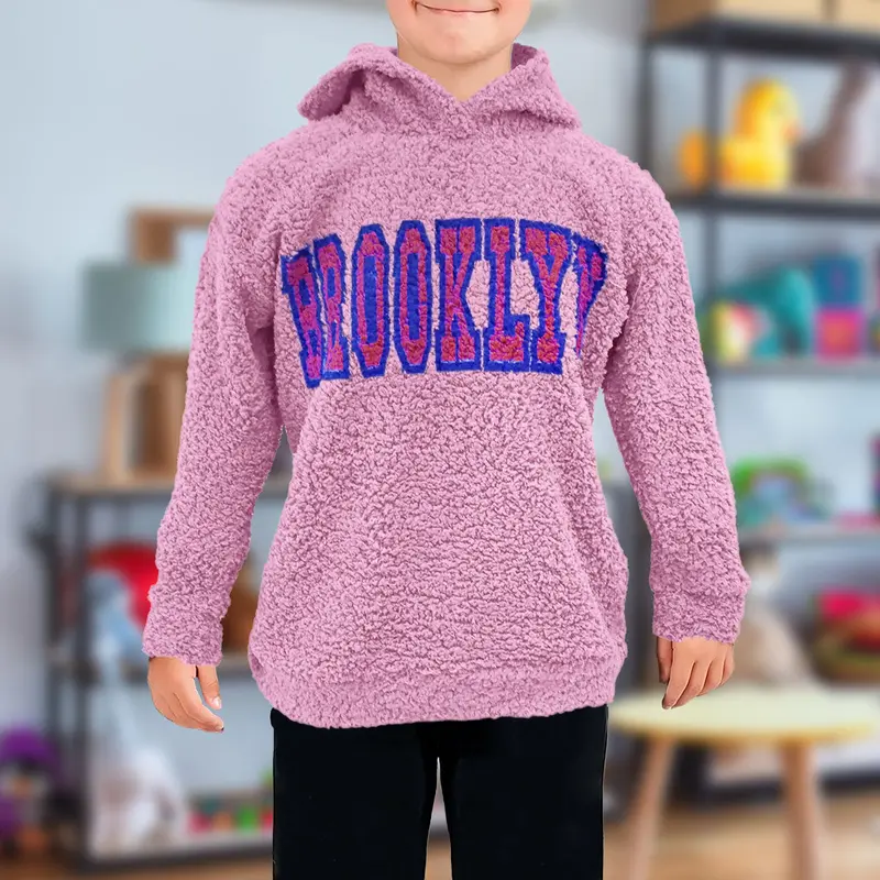 Sudadera Infantil De Forro Polar Con Capucha, Color Palo De Rosa 1