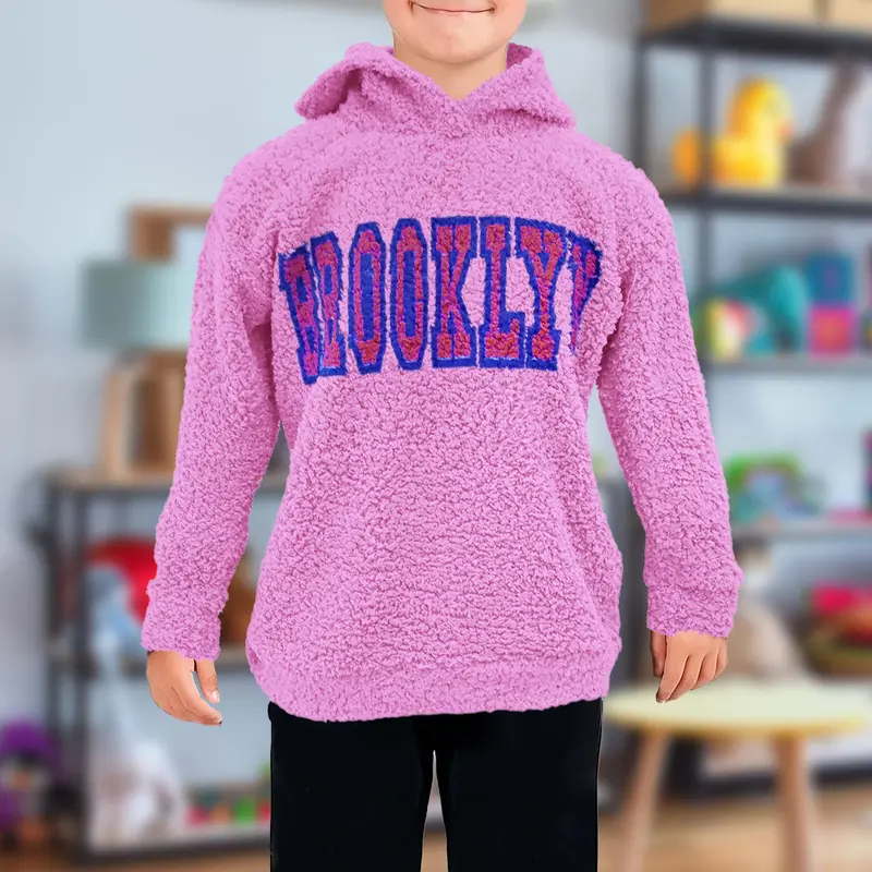 Sudadera Infantil De Forro Polar Con Capucha, Color Rosa 1