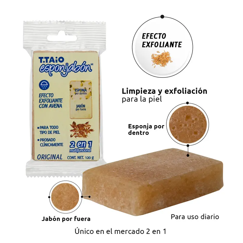 T.Taio Esponjabón Exfoliante Con Avena 120G 2