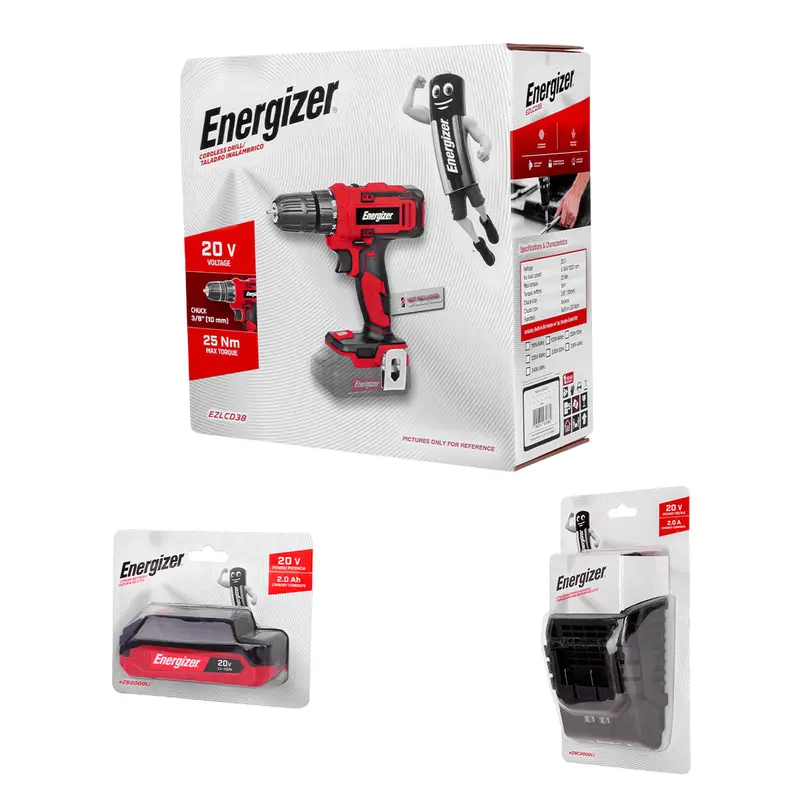 Taladro + Cargador + Bateria 2Ah 3/8 2