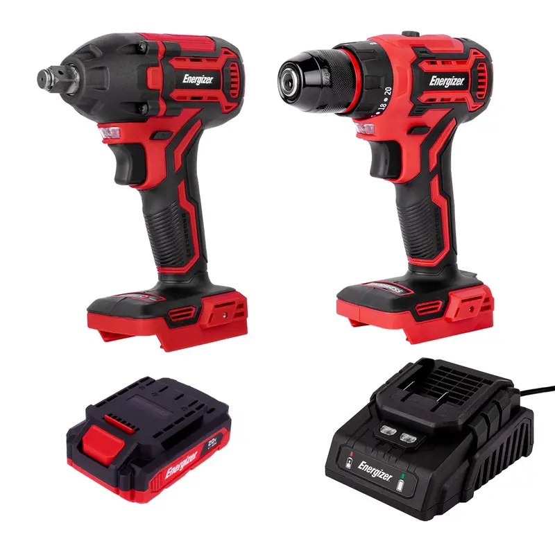 Taladro + Llave De Impacto, + Cargador + Bateria 2Ah 1