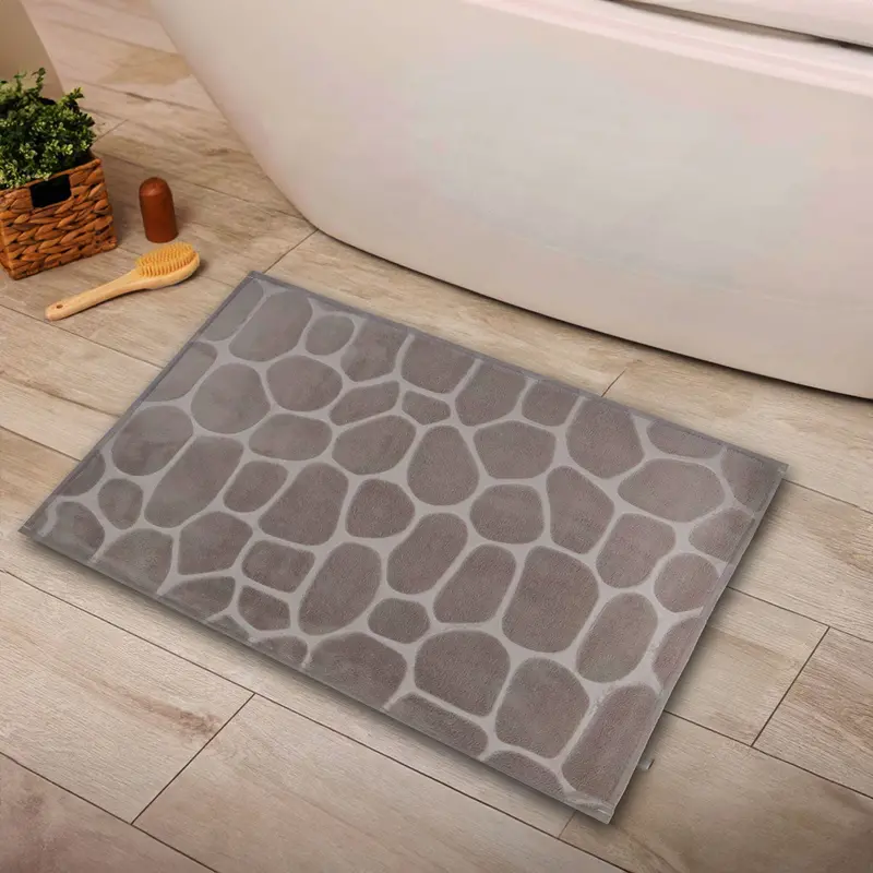 Tapete Absorbente, Color Gris Claro, Diseño Piedras 1