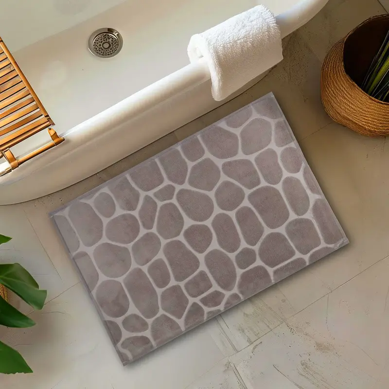 Tapete Absorbente, Color Gris Claro, Diseño Piedras 2