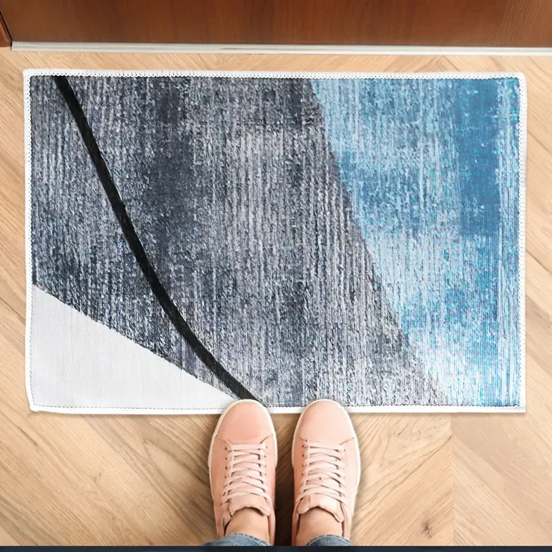 Tapete Decorado, Color Gris Con Azul, 40X60 Cm 1