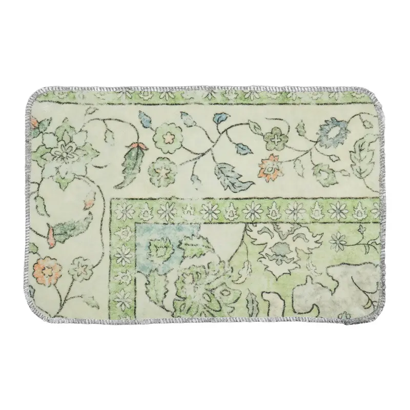 Tapete Diseño Flores, Color Verde, 40X60 Cm 2