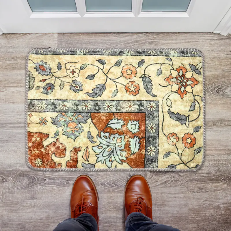 Tapete Diseño Flores, Fondo Beige, 40X60 Cm 1