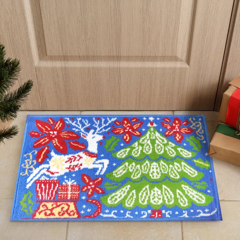 Tapete Navideño, Árbol Y Reno, 40X60 Cm 1
