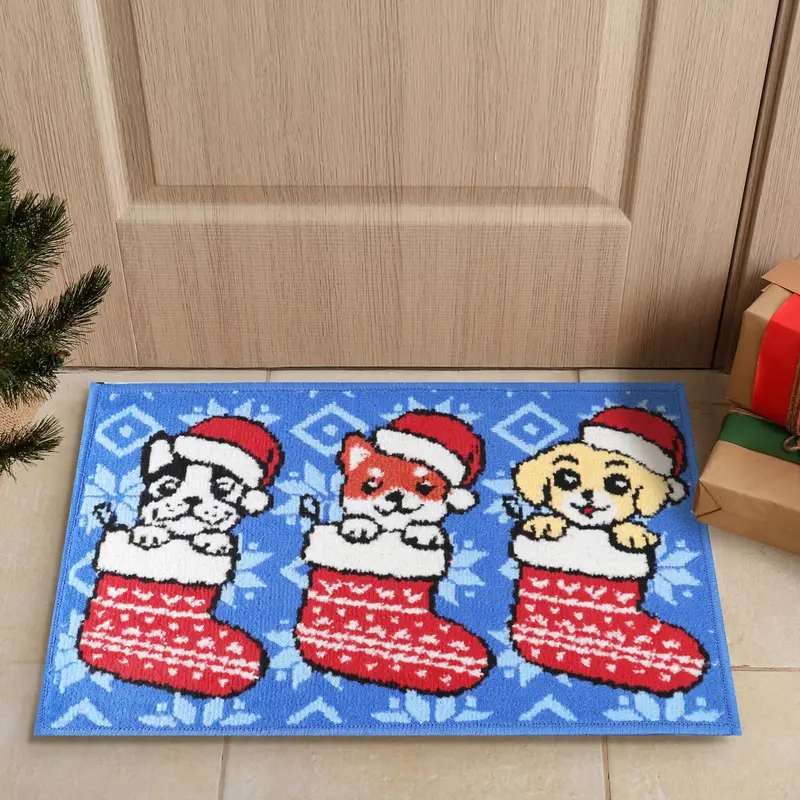 Tapete Navideño, Perritos, 40X60 Cm 1