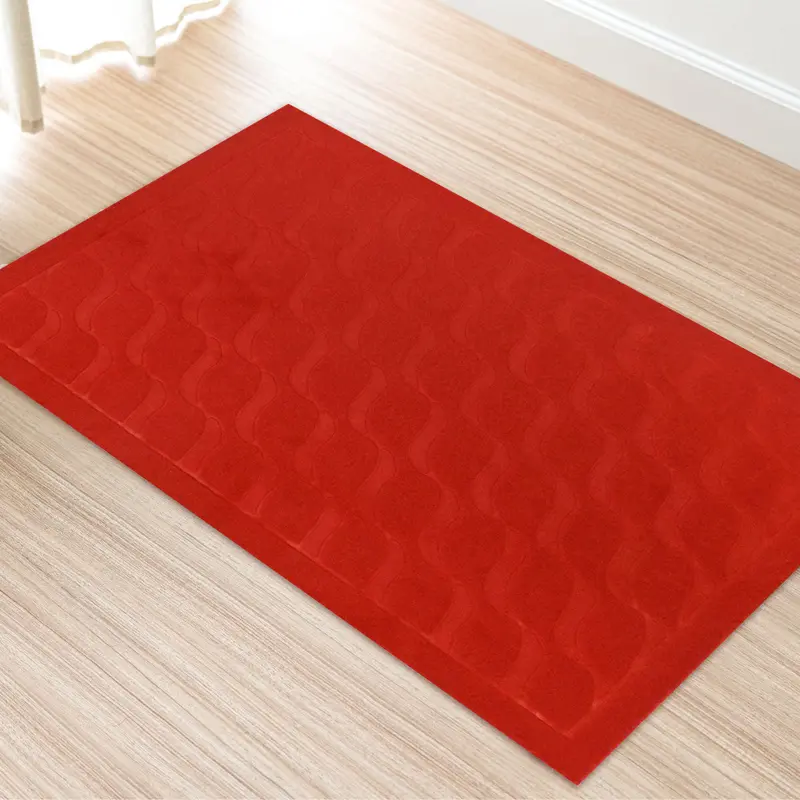 Tapete Rectangular Color Carmesí Con Diseño De Olas 1
