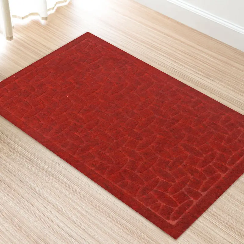 Tapete Rectangular Color Ladrillo Con Diseño De Piedras 1