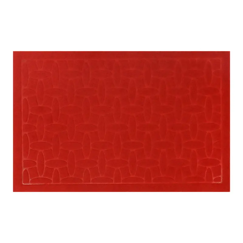 Tapete Rectangular Color Rojo Con Diseño De Piedras 2