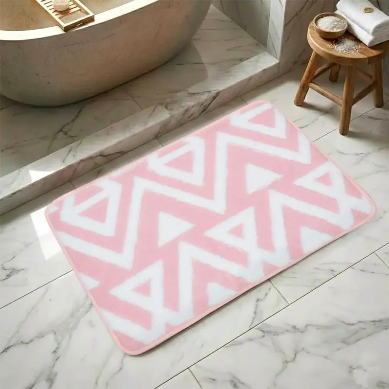Tapete Rectangular, Diseño Triángulos, Color Rosa 1