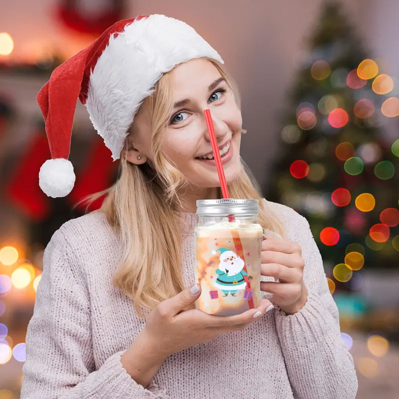 Tarro De Cristal Con Tapa, Santa Claus Azul 1