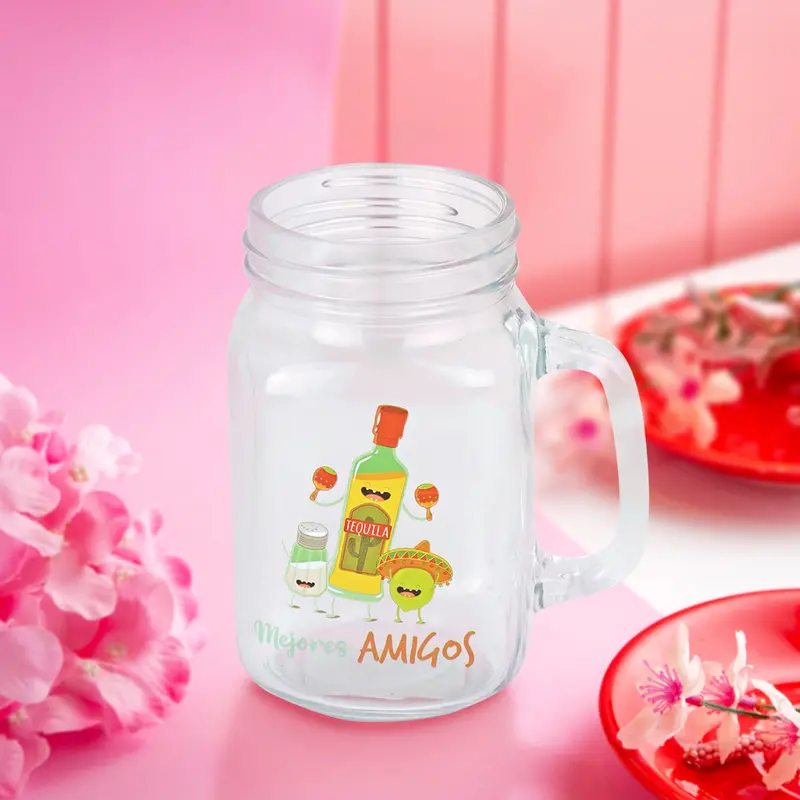 Tarro De Vidrio Con Tapa Y Popote, Amigos 2