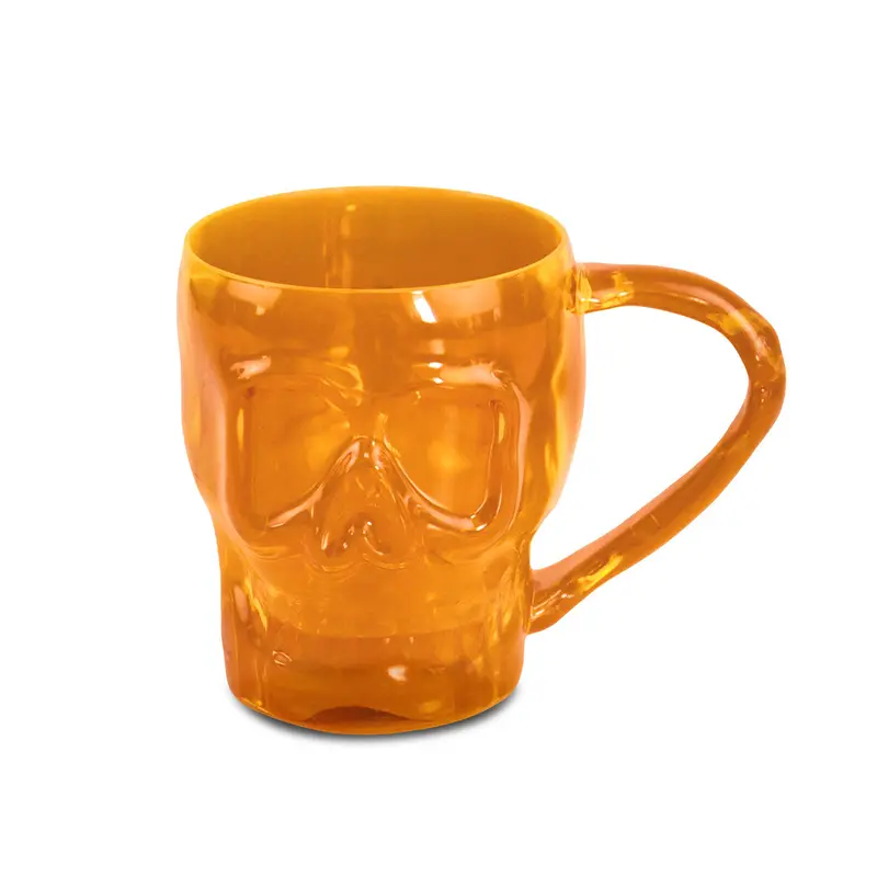 Taza Color Naranja En Forma De Calavera 2