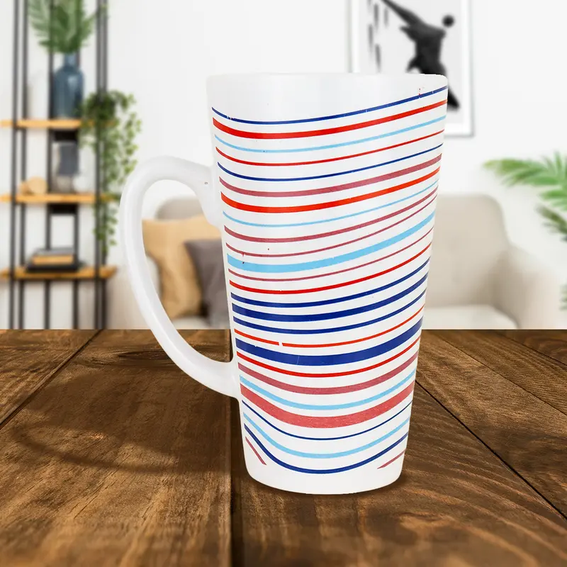 Taza De Cerámica Con Diseño De Líneas 473Ml 1