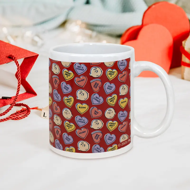 Taza De Cerámica Con Estampado De Corazones Peanuts, 350Ml 2