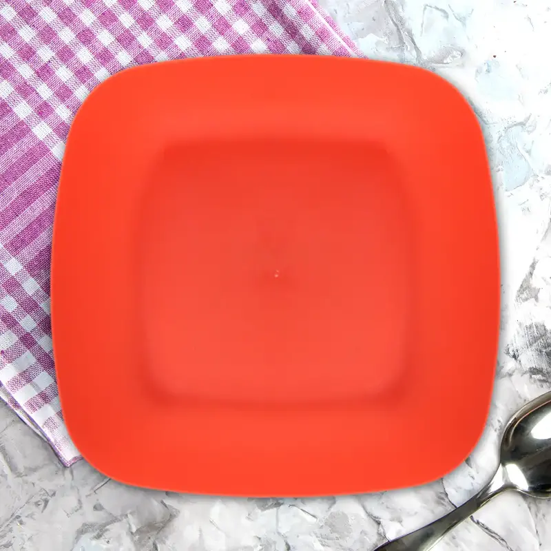Tazón Cuadrado De Plástico, Color Rojo 2