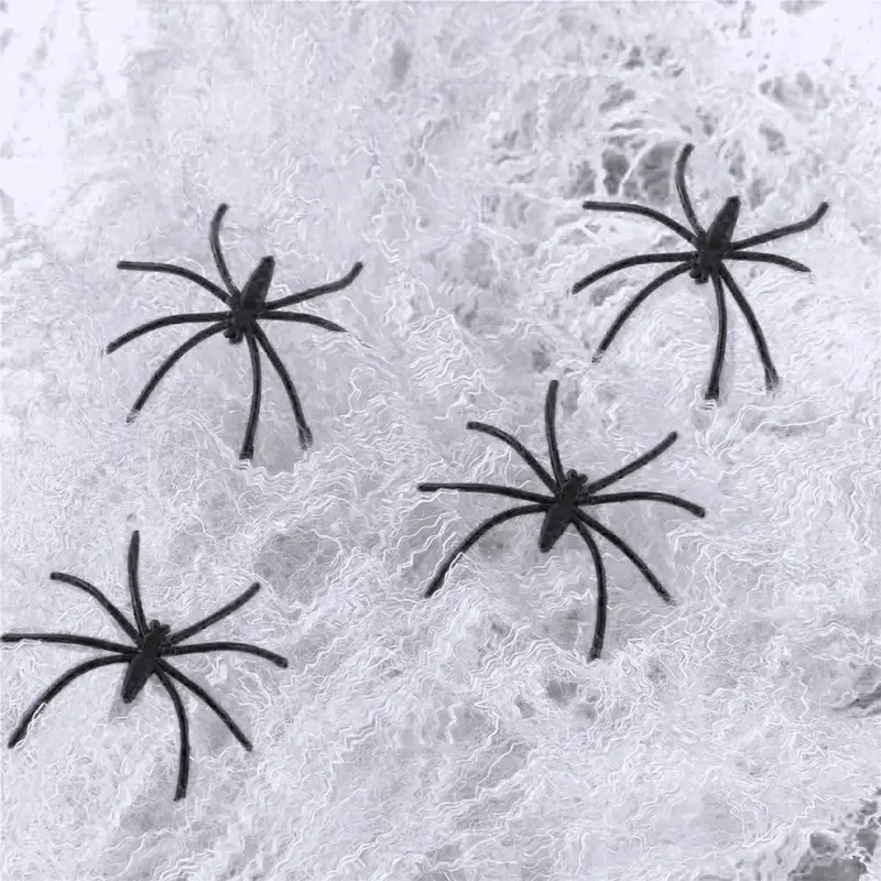 Telaraña Color Blanco+ 4 Arañas De Plástico 2