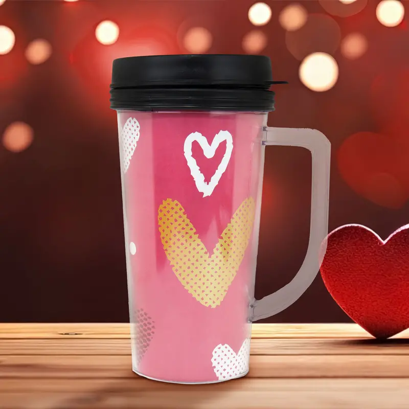 Termo Con Diseño Corazones, Color Rosa 1
