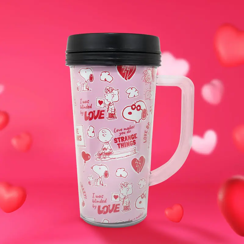 Termo Con Diseño Peanuts "Love", Color Rosa 1