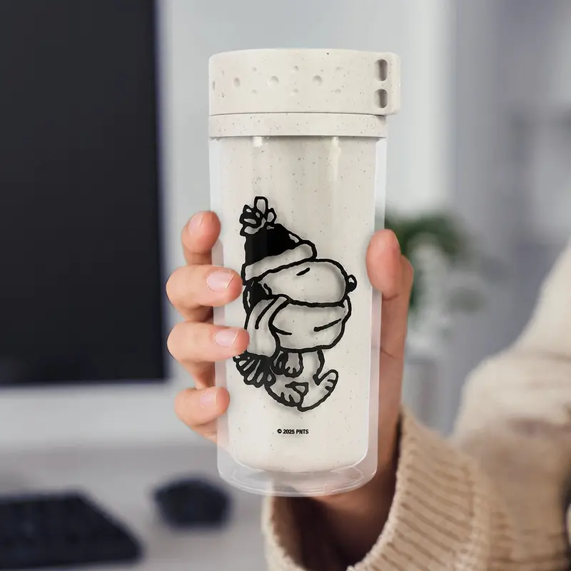 Termo De Plástico, Peanuts, Color Crema, 380 Ml 1