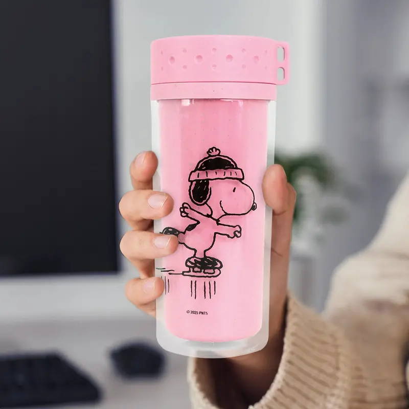 Termo De Plástico, Peanuts, Color Rosa, 380 Ml 1