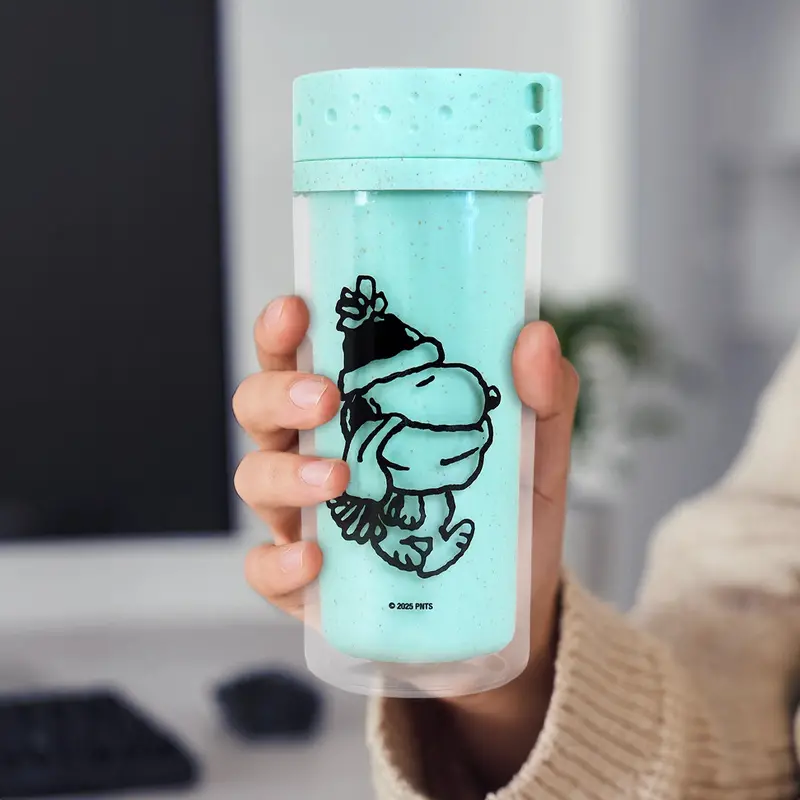 Termo De Plástico, Peanuts, Color Verde, 380 Ml 1