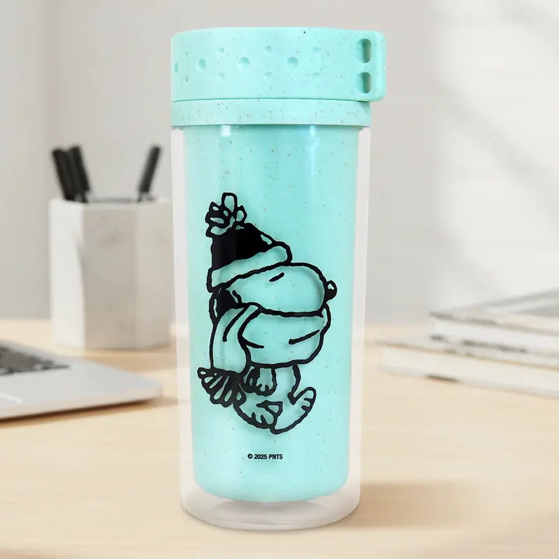 Termo De Plástico, Peanuts, Color Verde, 380 Ml 2