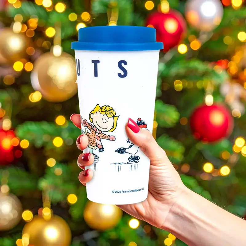 Termo, Diseño Navideño, Peanuts, Color Azul, 473 Ml 2