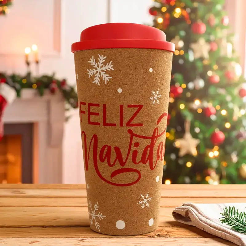 Termo Navideño Para Café, "Feliz Navidad" 1