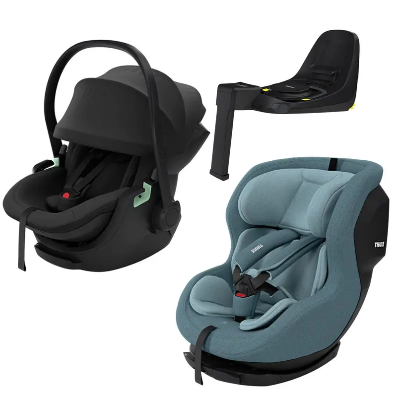 Thule Maple & Elm Car Seat Bundle In Black/Mid-Blue 1
