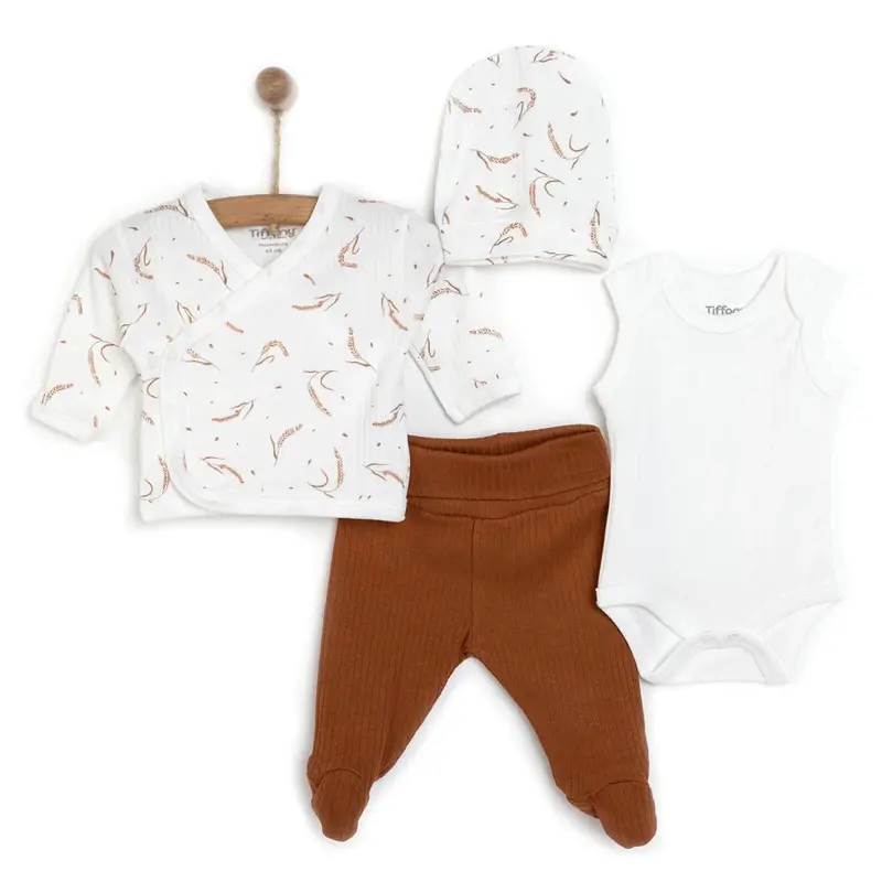 Tiffany 100% Cotton Tiny Baby Set - Ecru 1