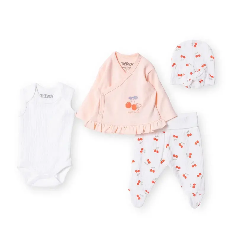 Tiffany 100% Cotton Tiny Baby Set - Ecru 1
