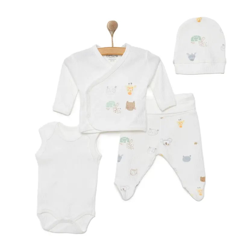 Tiffany 100% Cotton Tiny Baby Set - Ecru 1