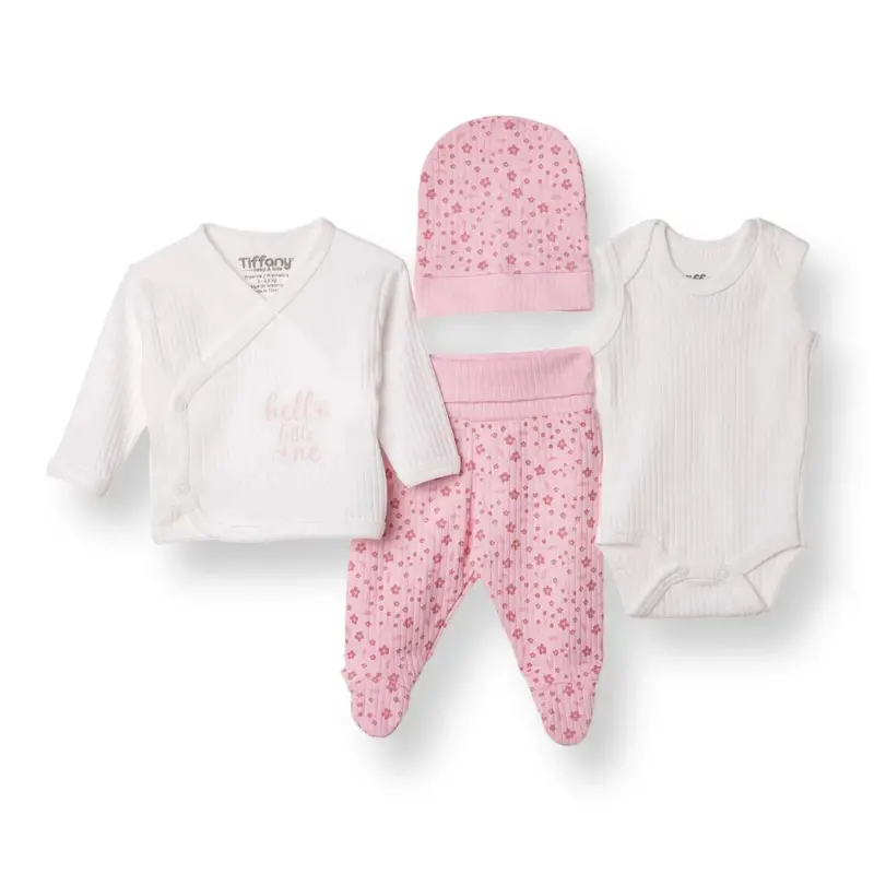Tiffany 100% Cotton Tiny Baby Set - Ecru 1