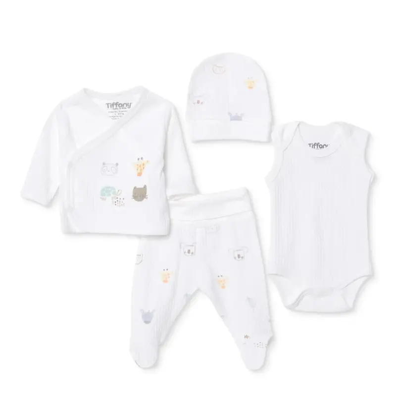 Tiffany 100% Cotton Tiny Baby Set - Ecru 1