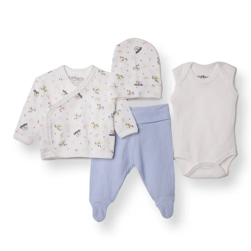 Tiffany 100% Cotton Tiny Baby Set - Ecru 1
