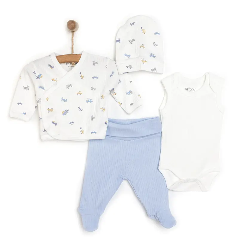 Tiffany 100% Cotton Tiny Baby Set - Ecru 1